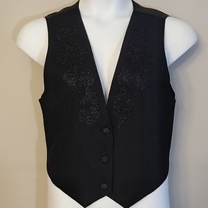 Vest Vintage Black Style w/ beading, Size Petite14